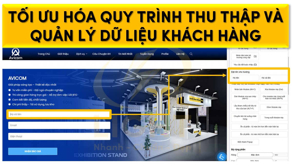 Landing page nên được kết nối với hệ thống CRM của Light để thu thập dữ liệu