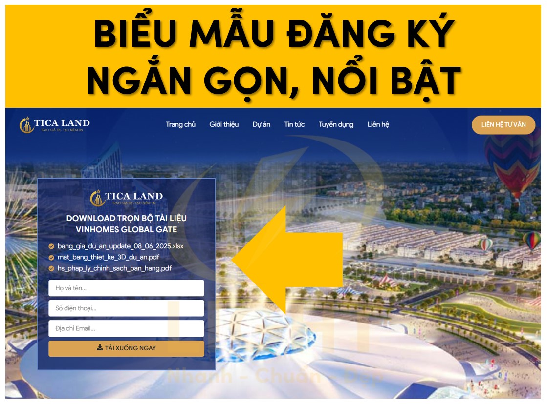 Form liên hệ đăng ký nổi bật, ngắn gọn