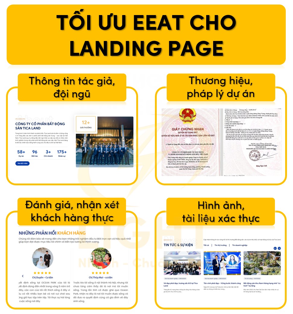 Tối ưu yếu tô EEAT cho Landing page Bất động sản