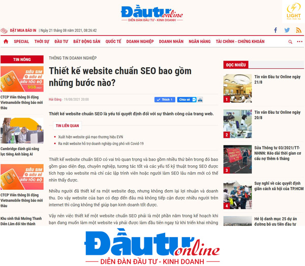 Thiết Kế website Tại&nbsp;<p>Baodautu.vn&nbsp;</p>