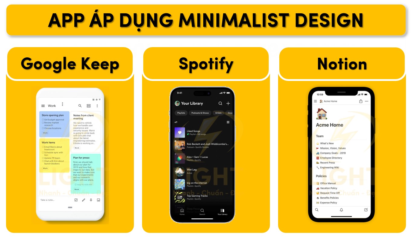 Một số app sử dụng Minimalist Design