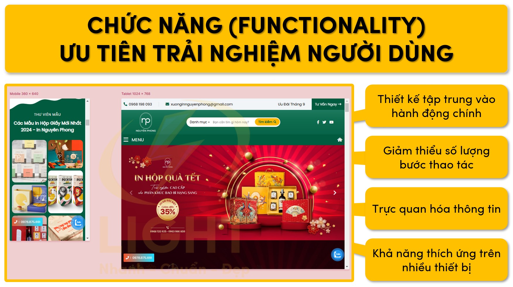 Chức năng tập trung vào trải nghiệm người dùng