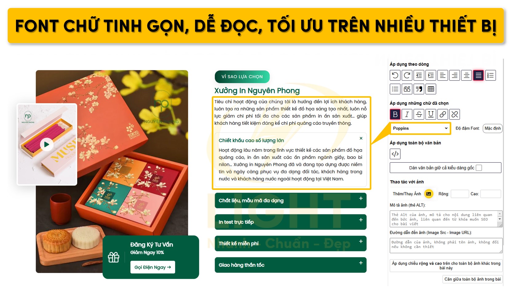 Sử dụng font chữ tinh gọn dễ đọc trên nhiều thiết bị