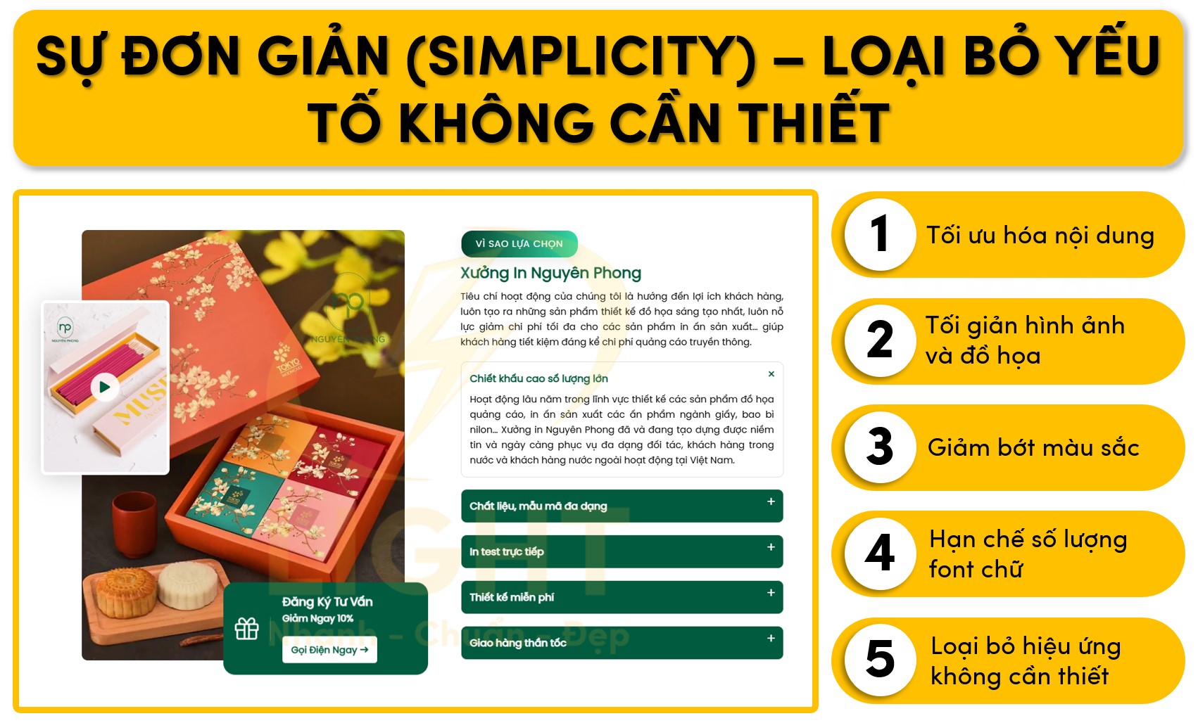 Tính đơn giản trong Minimalist Design loại bỏ yếu tố không cần thiết