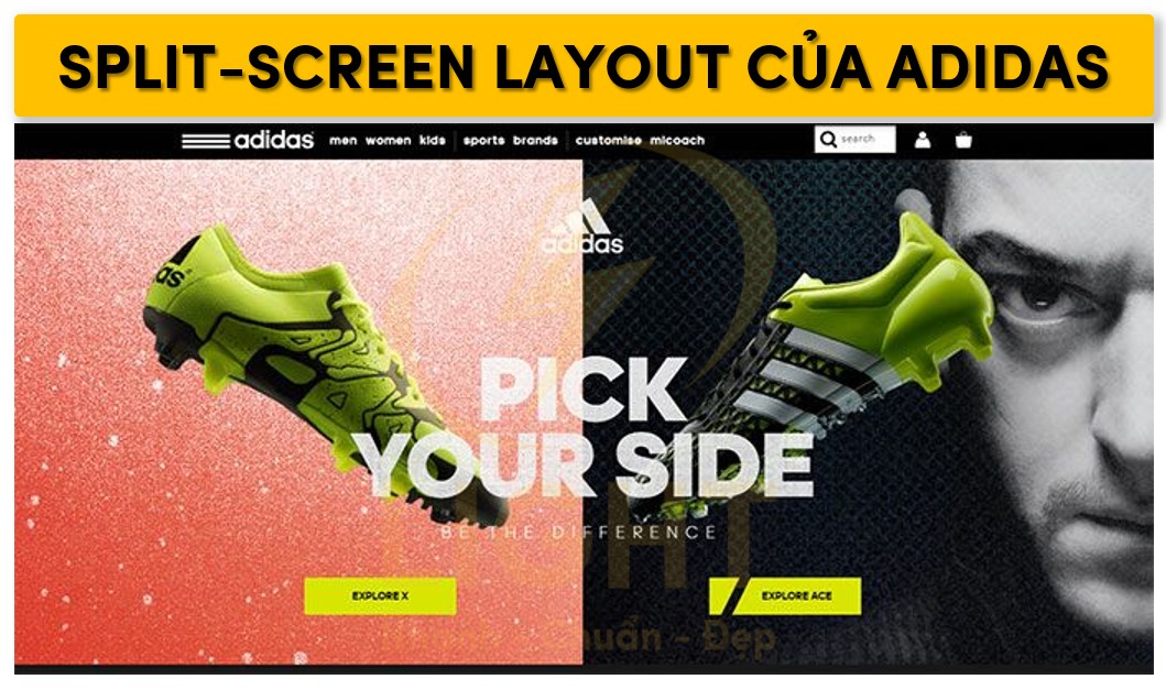 Bố cục Split screen của Adidas