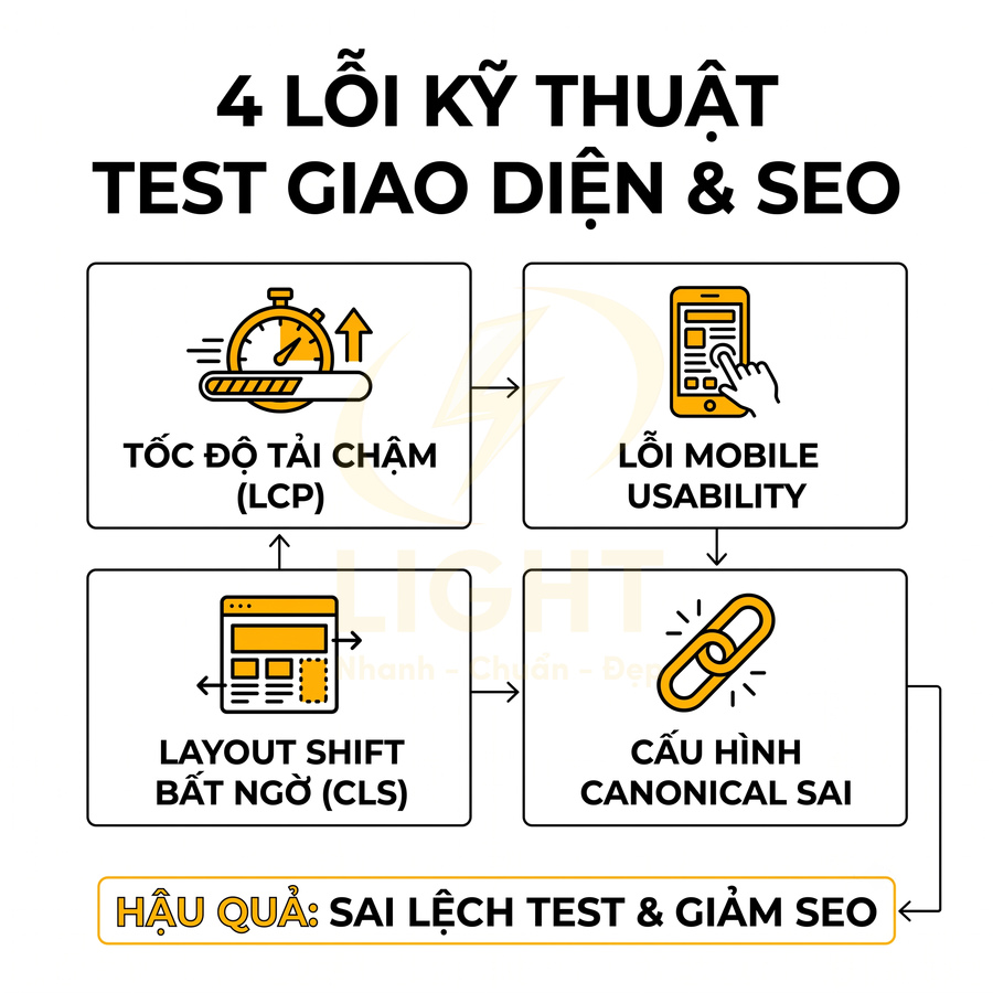 4 lỗi kỹ thuật khi test giao diện và SEO gây sai lệch kết quả và giảm hiệu quả tối ưu hóa
