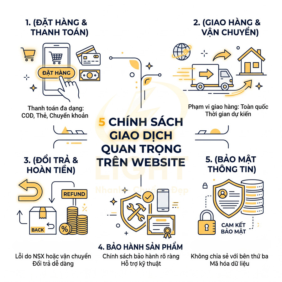 Hình minh họa 5 chính sách giao dịch quan trọng trên website bán hàng online