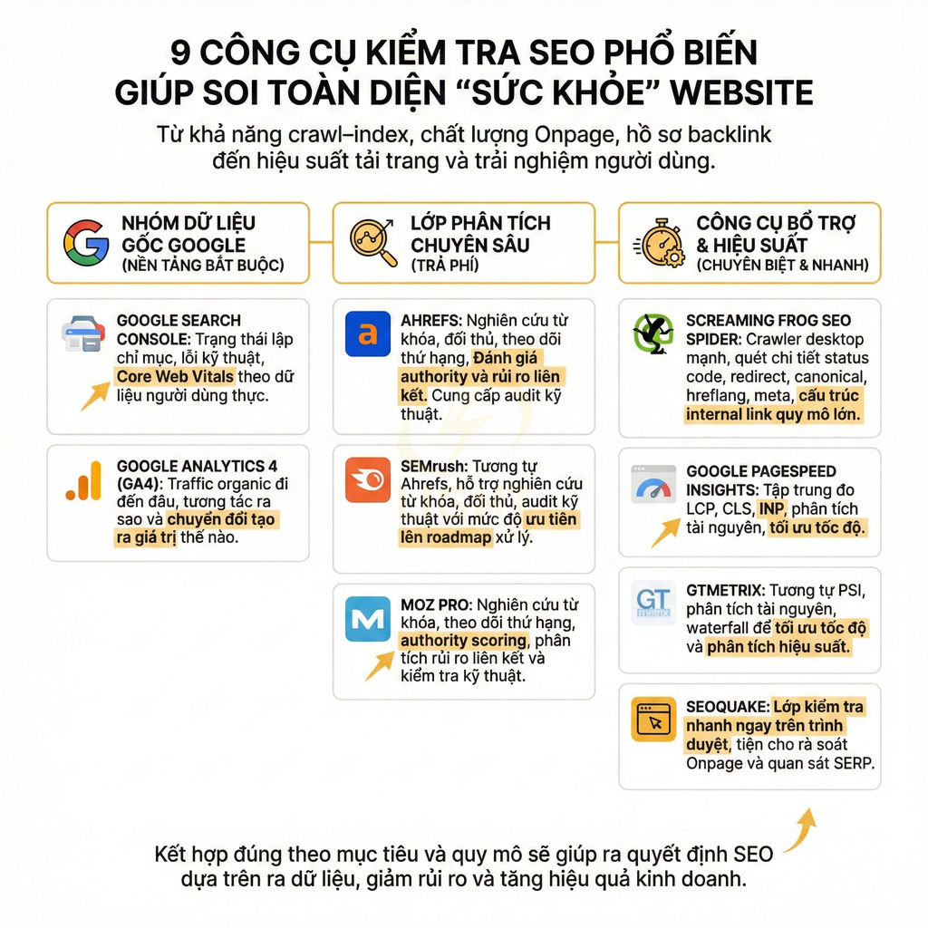 Top 9 công cụ kiểm tra website chuẩn SEO tốt nhất hiện nay