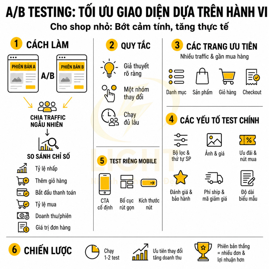 Cách A/B testing giao diện website bán hàng cho shop nhỏ