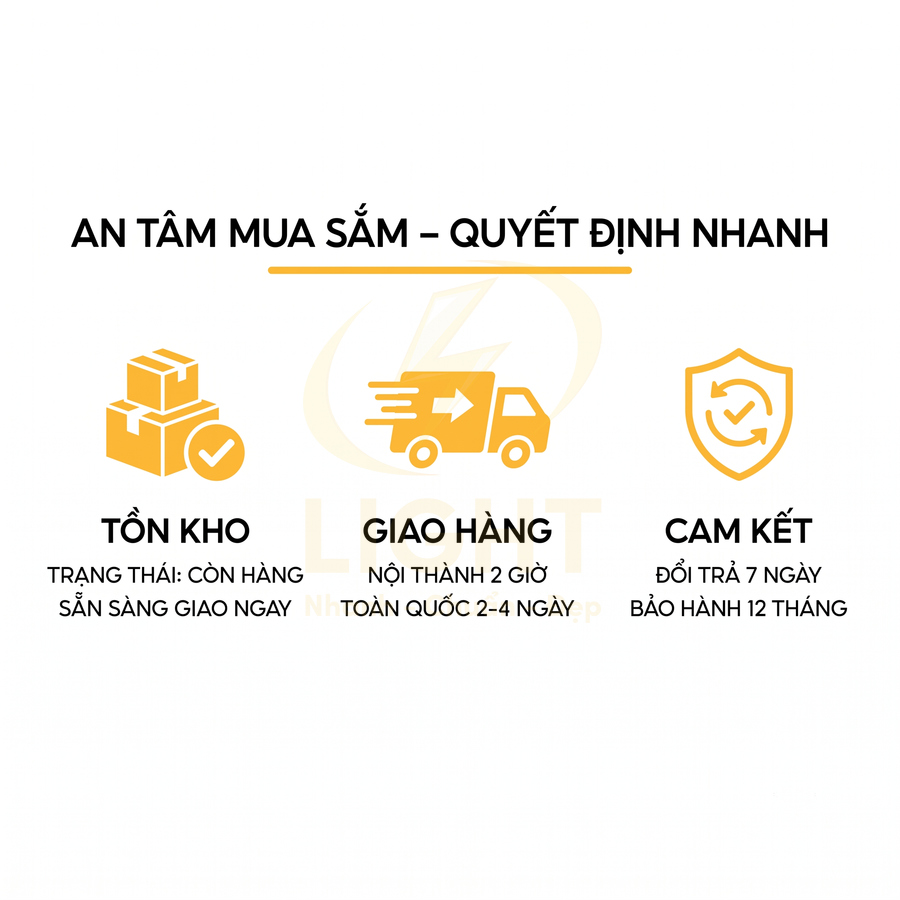 Chính sách mua sắm với tồn kho sẵn hàng, giao hàng nhanh và cam kết đổi trả bảo hành