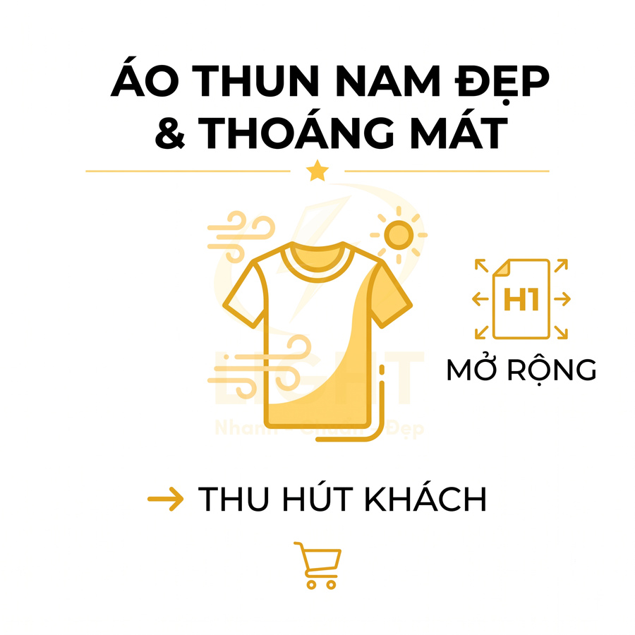 Áo thun nam màu vàng thiết kế đơn giản, chất liệu mỏng nhẹ thoáng mát thu hút khách hàng