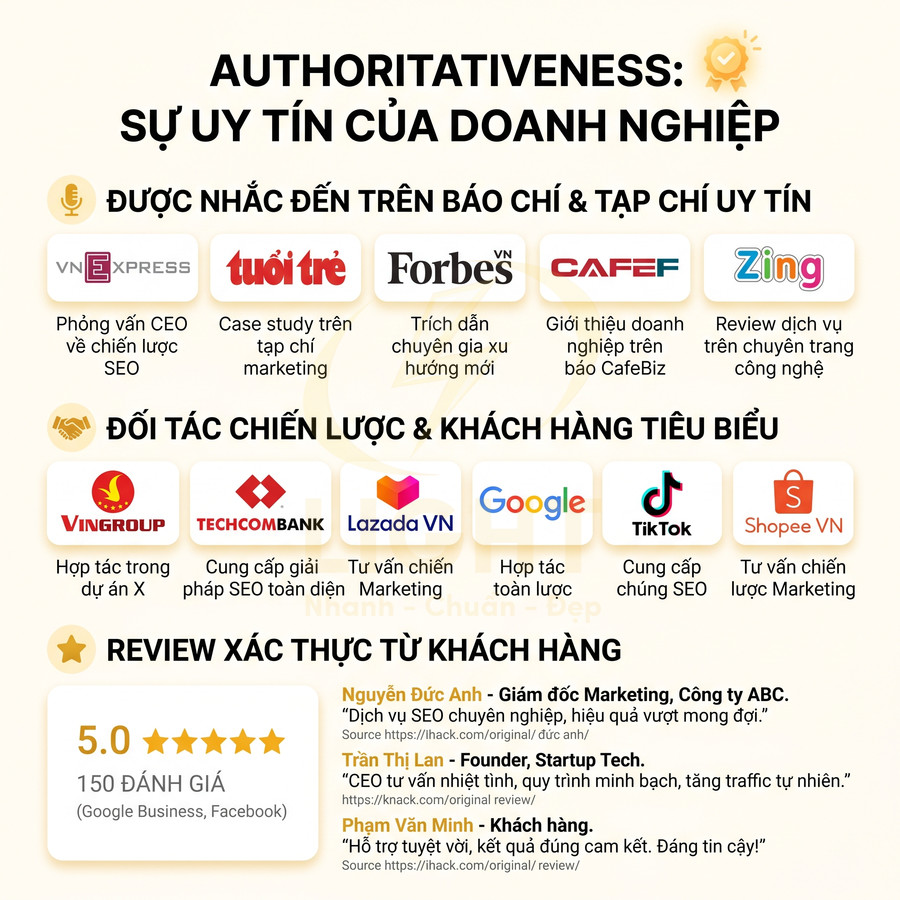 Banner giới thiệu dịch vụ SEO uy tín, hợp tác với Vingroup, Techcombank, Lazada, Google, TikTok, Shopee và nhiều báo chí lớn