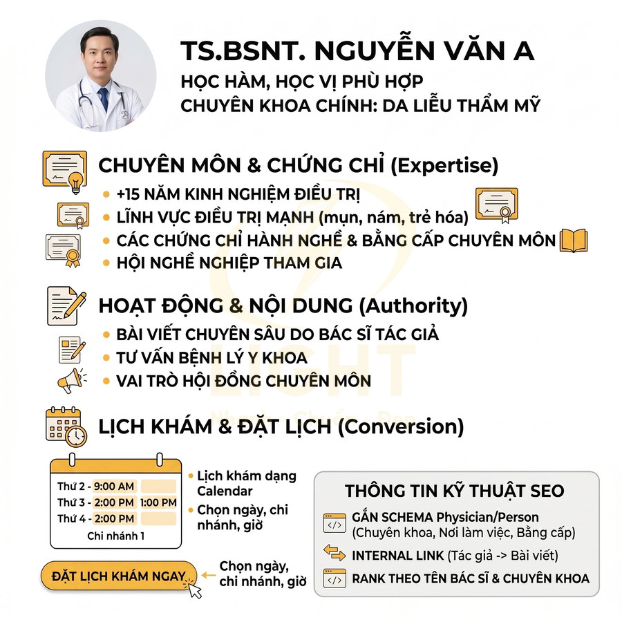 Thông tin giới thiệu bác sĩ da liễu thẩm mỹ Nguyễn Văn A, kinh nghiệm điều trị và lịch đặt khám chi tiết