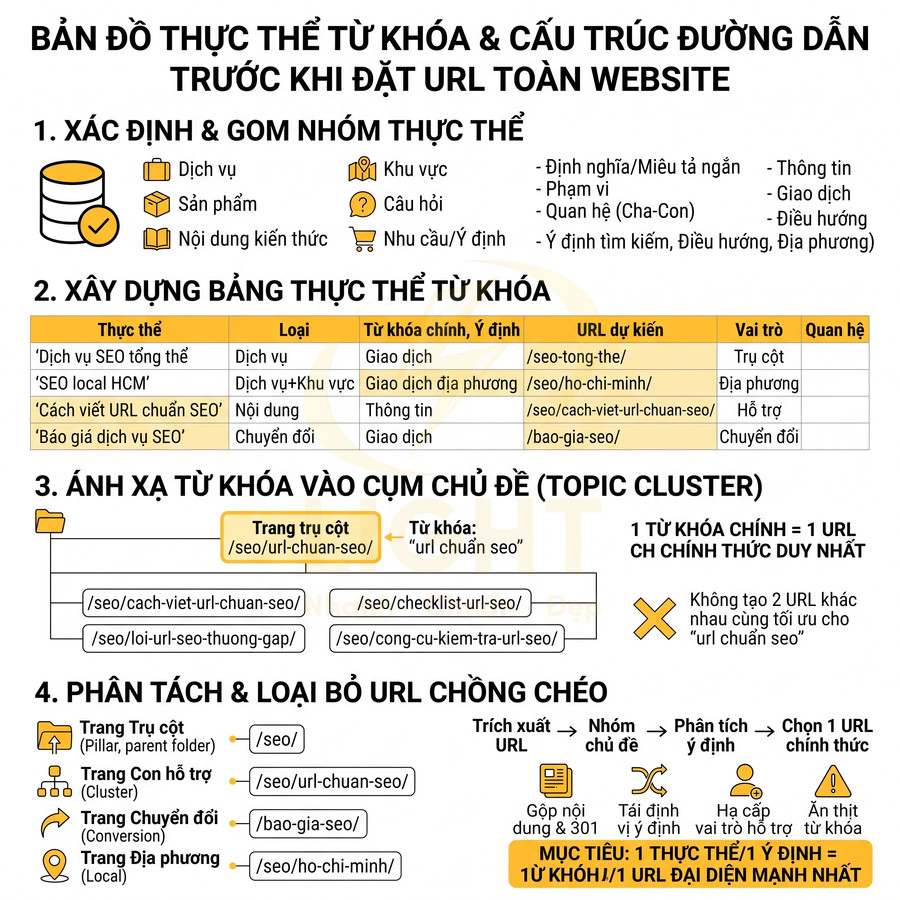 Bản đồ thực thể từ khóa và cấu trúc URL chuẩn SEO cho toàn bộ website bằng tiếng Việt