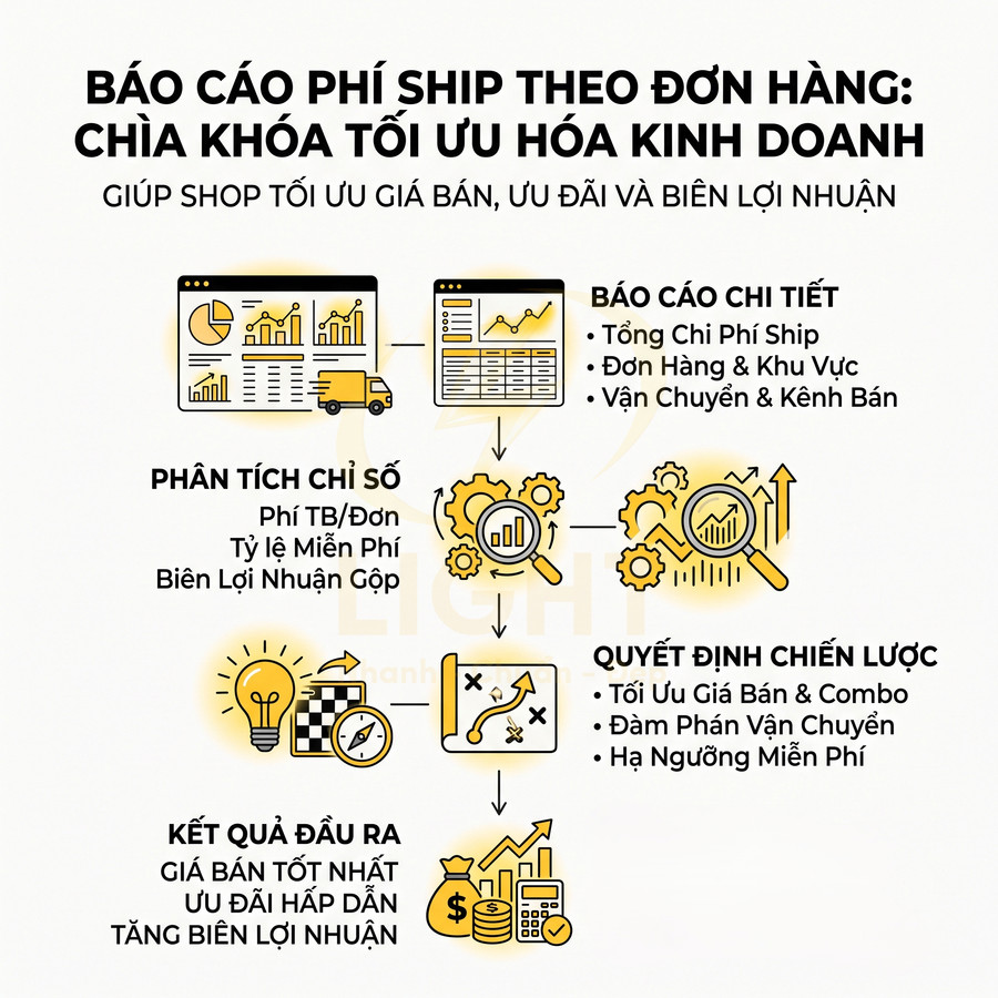 Infographic báo cáo phí ship theo đơn hàng giúp shop tối ưu giá bán ưu đãi và tăng biên lợi nhuận