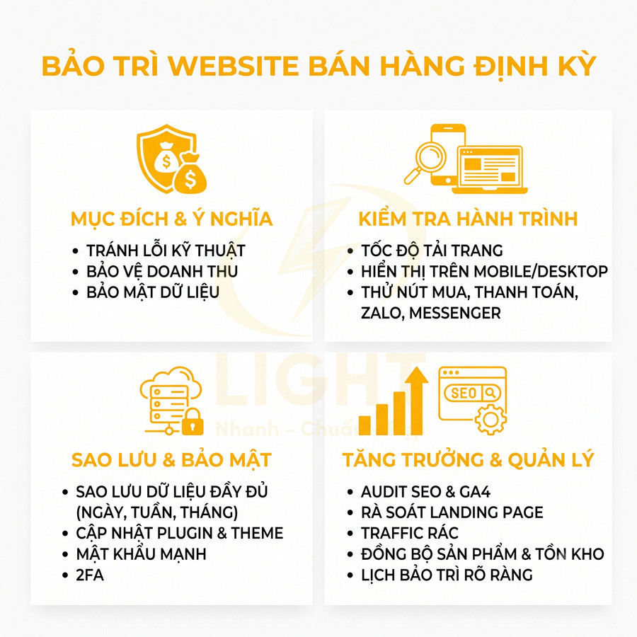 Cách bảo trì website bán hàng định kỳ cho chủ shop