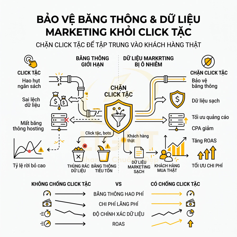 Giải pháp chặn click tặc bảo vệ băng thông và dữ liệu marketing, tối ưu chi phí và tăng khách hàng thật