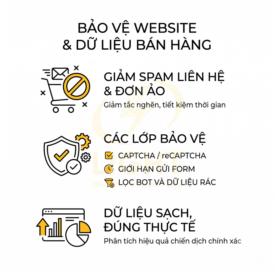 Giải pháp bảo vệ website và dữ liệu bán hàng, giảm spam đơn ảo với captcha và lọc bot