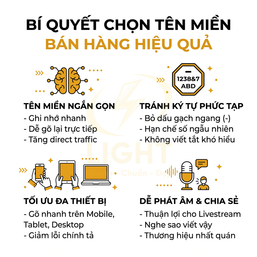 Bí quyết chọn tên miền bán hàng hiệu quả với tiêu chí ngắn gọn, dễ nhớ, tránh ký tự phức tạp