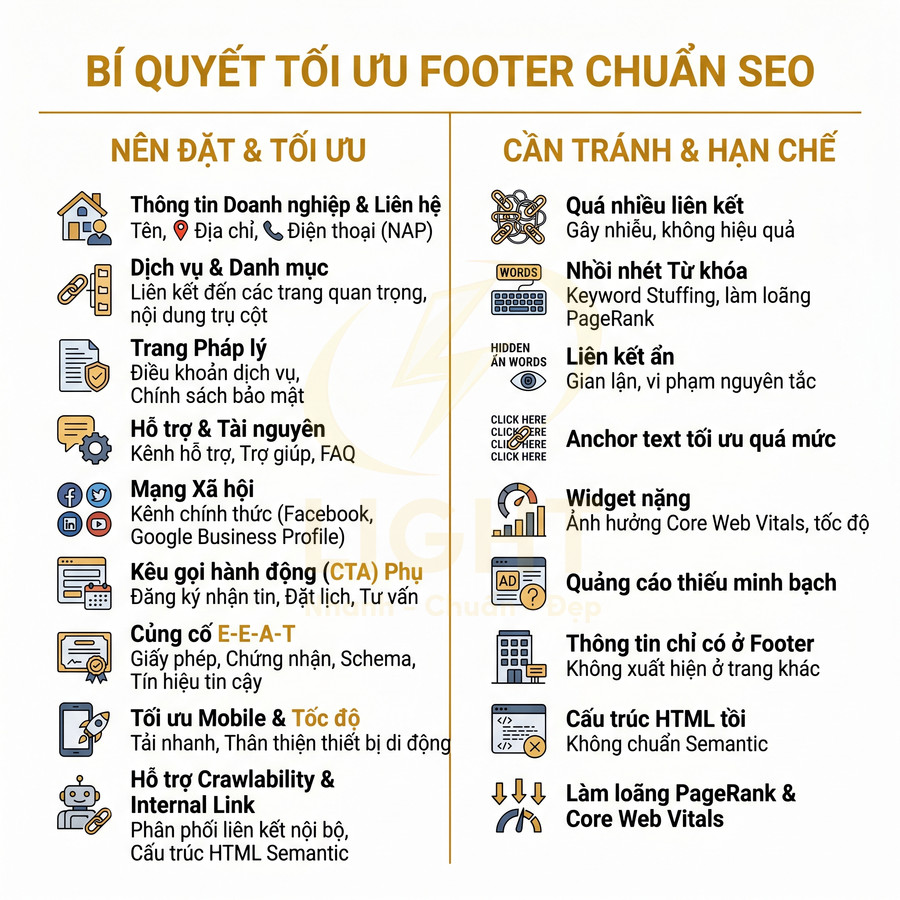 Thiết kế footer website chuẩn SEO: nên đặt gì và không nên đặt gì?
