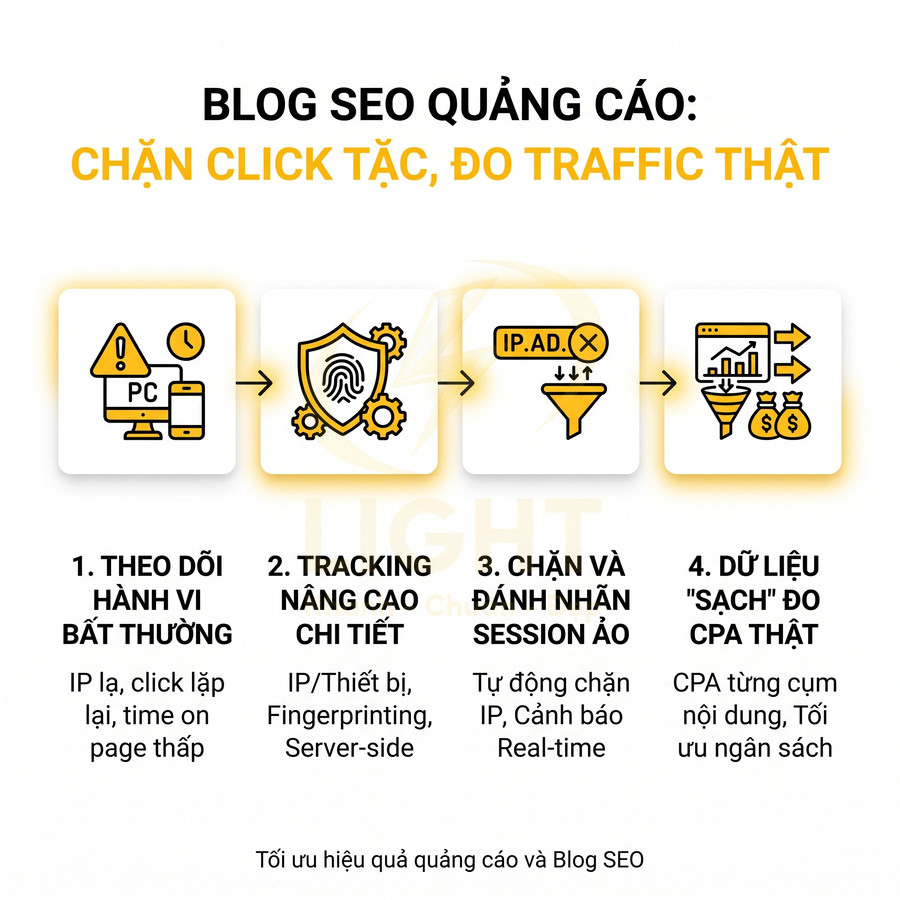 Blog SEO quảng cáo chặn click tặc, theo dõi hành vi bất thường và lọc dữ liệu traffic sạch