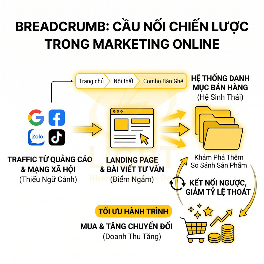 Mô hình breadcrumb tối ưu hành trình khách hàng trong marketing online từ mạng xã hội đến mua hàng