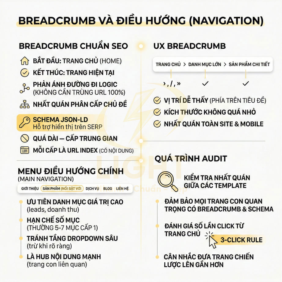 Hướng dẫn tối ưu breadcrumb và menu điều hướng chuẩn SEO và UX cho website