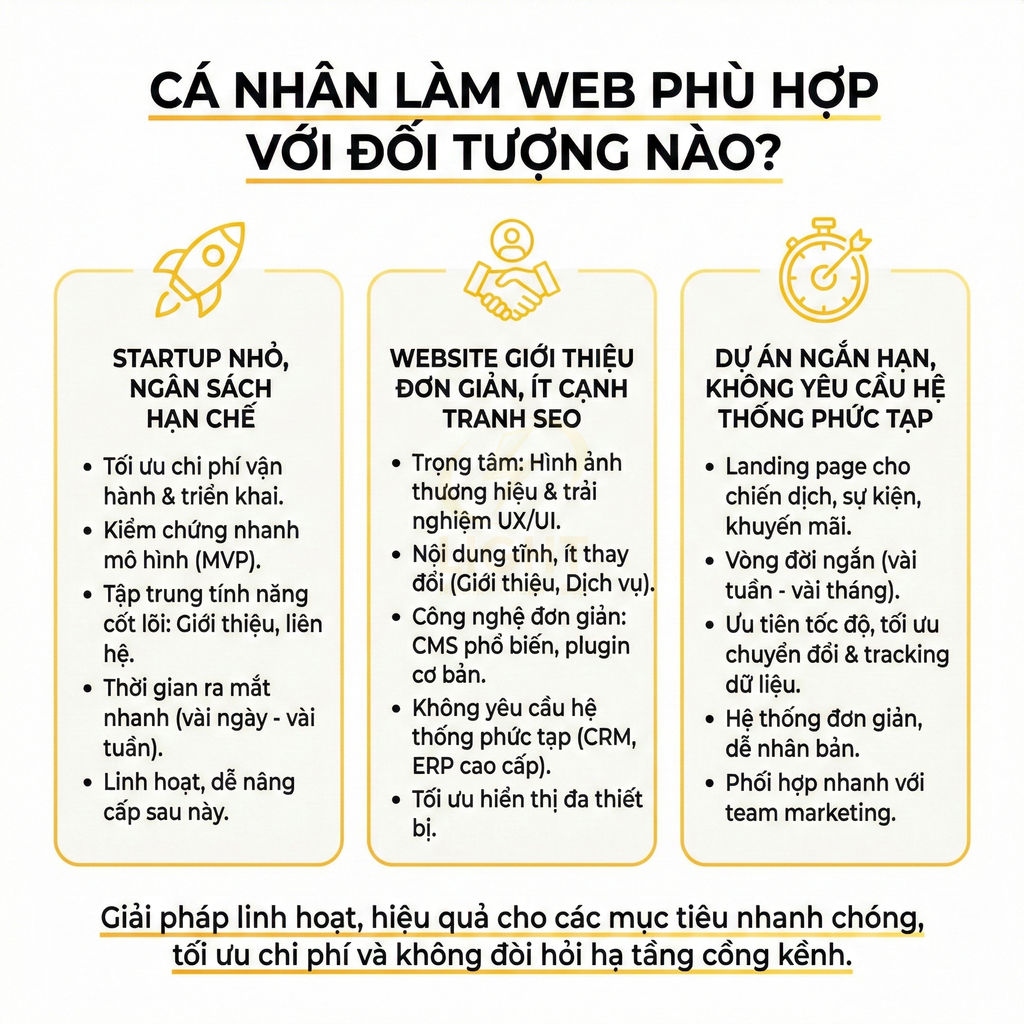 Infographic cá nhân làm web phù hợp với startup nhỏ, website giới thiệu đơn giản và dự án ngắn hạn không cần hệ thống phức tạp