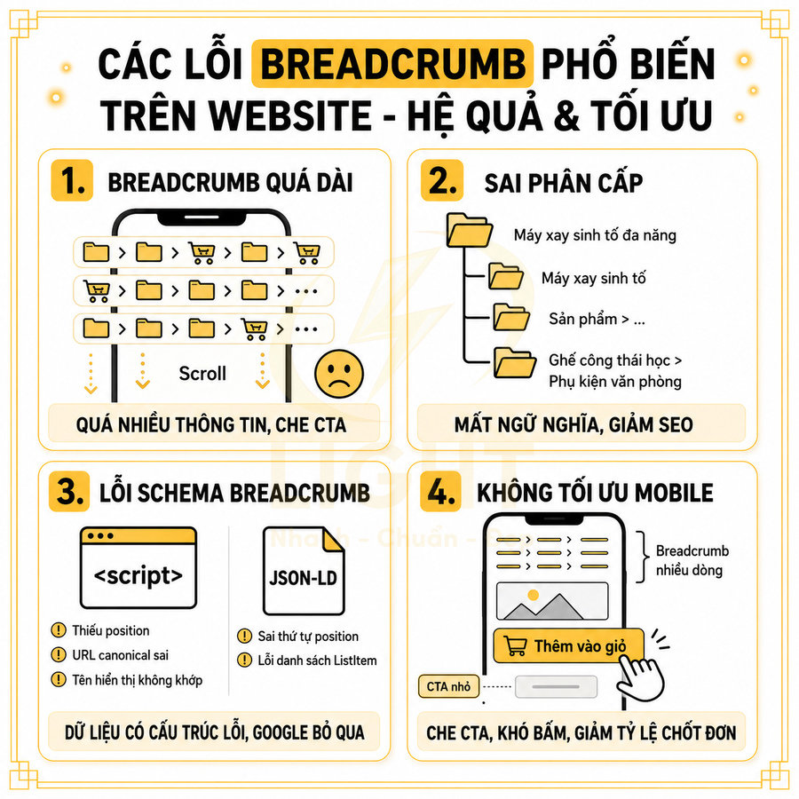 Infographic các lỗi breadcrumb phổ biến trên website và cách tối ưu cho SEO và trải nghiệm người dùng