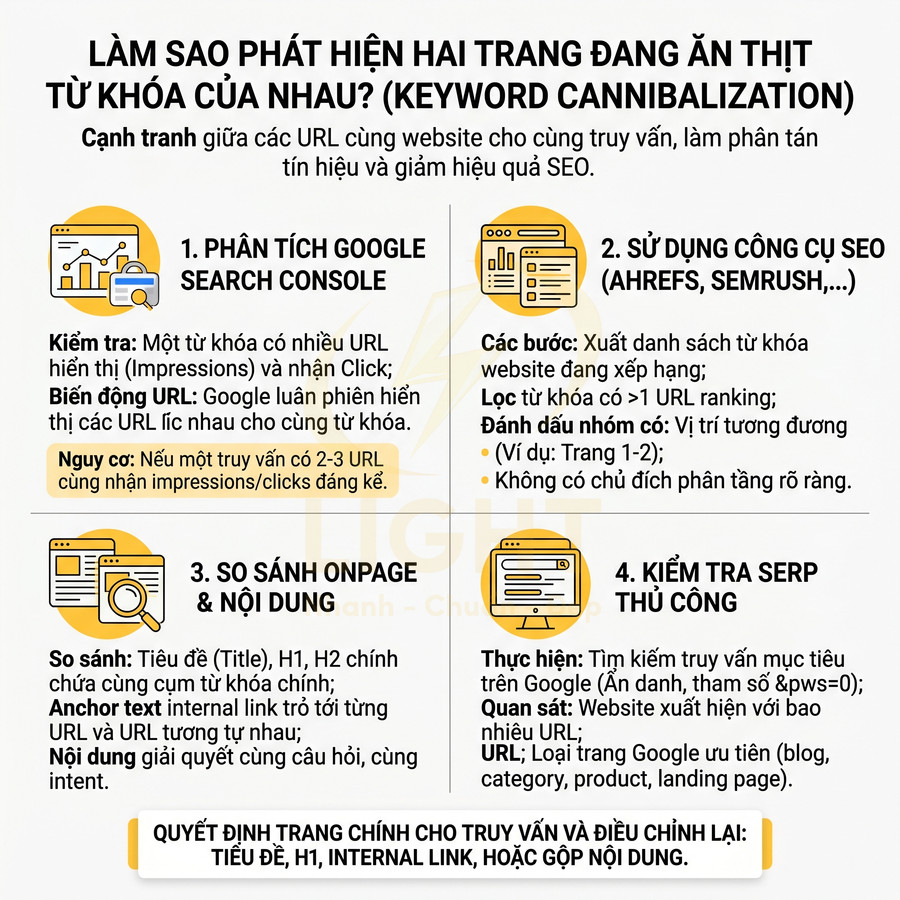 Hướng dẫn phát hiện keyword cannibalization với 4 bước phân tích SEO và tối ưu trang web