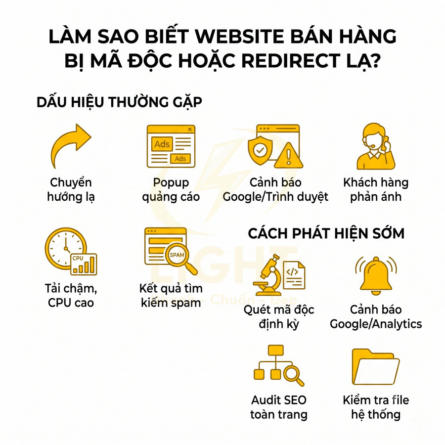 Hướng dẫn nhận biết website bán hàng bị mã độc hoặc redirect lạ và cách phát hiện sớm