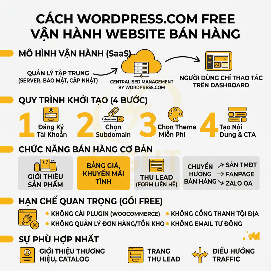 Hướng dẫn dùng WordPress.com free để tạo và vận hành website bán hàng với các bước và tính năng cơ bản