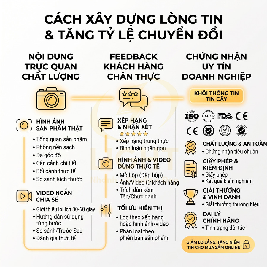 Infographic hướng dẫn xây dựng lòng tin và tăng tỷ lệ chuyển đổi khi bán hàng online