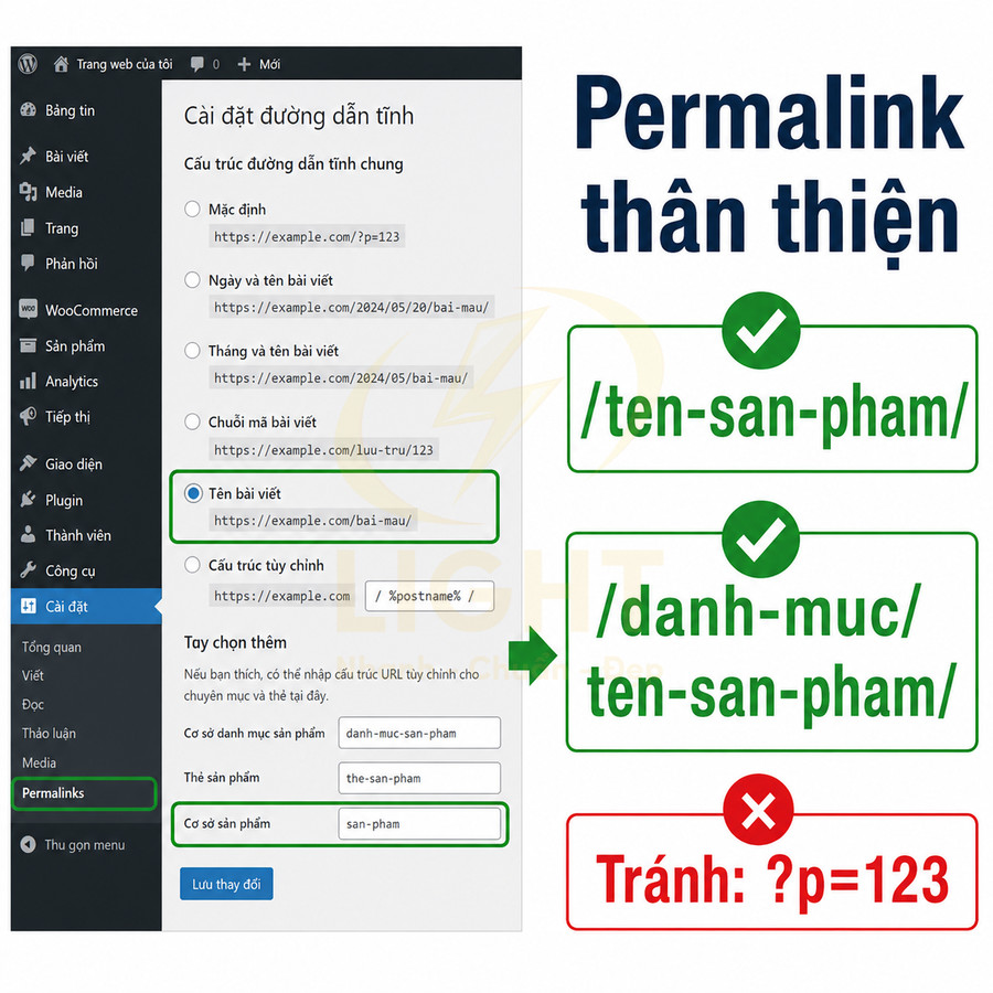 Hướng dẫn cài đặt permalink thân thiện SEO cho sản phẩm và danh mục trong WordPress