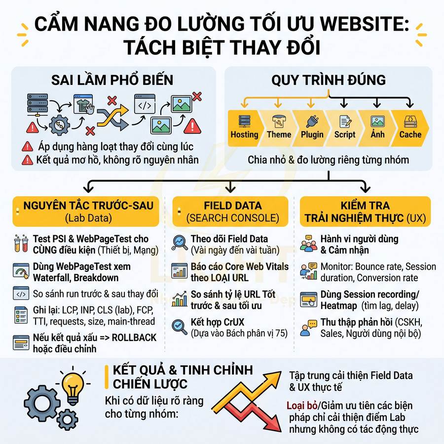 Cẩm nang đo lường tối ưu website với quy trình tách biệt thay đổi, phân tích Field Data và trải nghiệm người dùng UX