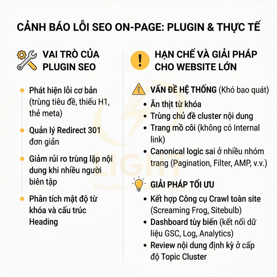 Nội dung so sánh vai trò plugin SEO và giải pháp tối ưu lỗi SEO onpage cho website lớn