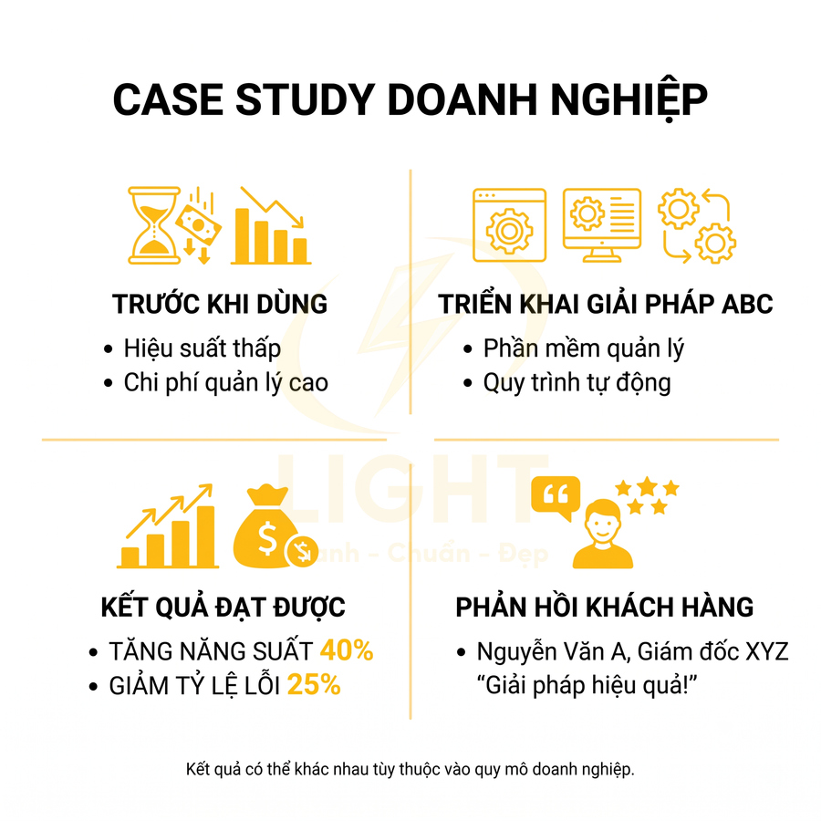 Mẫu case study doanh nghiệp giới thiệu giải pháp phần mềm quản lý ABC giúp tăng năng suất và giảm tỷ lệ lỗi