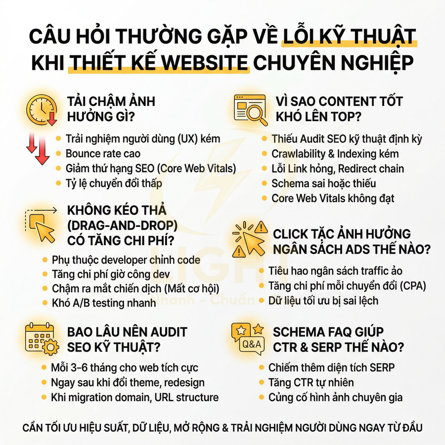 Các lỗi kỹ thuật thường gặp khi thiết kế website chuyên nghiệp và cách tối ưu SEO, UX, quảng cáo