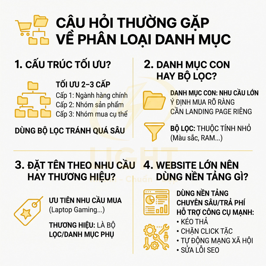 Hướng dẫn tối ưu phân loại danh mục sản phẩm cho website thương mại điện tử bằng cấu trúc 2 3 cấp và bộ lọc