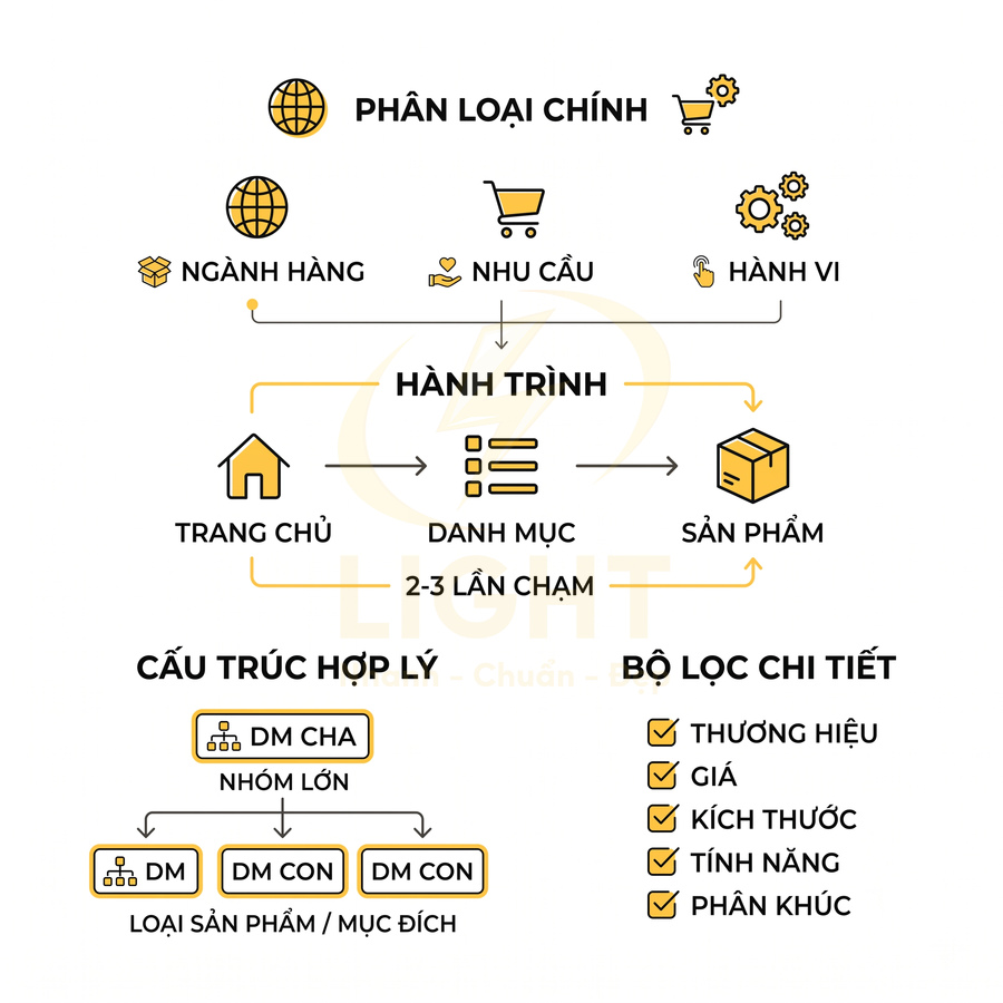 Website bán hàng nhiều sản phẩm nên phân loại danh mục thế nào?