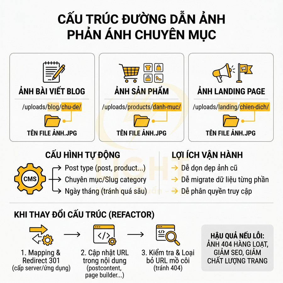 Hướng dẫn cấu trúc đường dẫn ảnh phản ánh chuyên mục cho blog, sản phẩm và landing page trong CMS