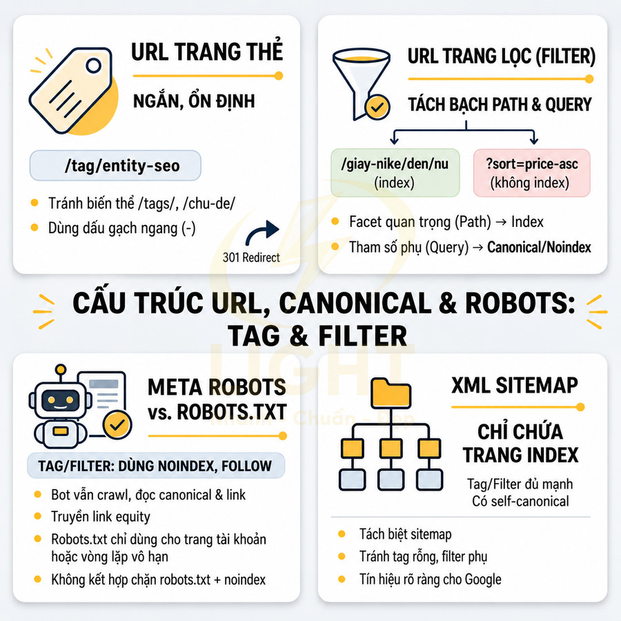 Hướng dẫn cấu trúc URL canonical và robots cho trang tag và filter trong SEO website