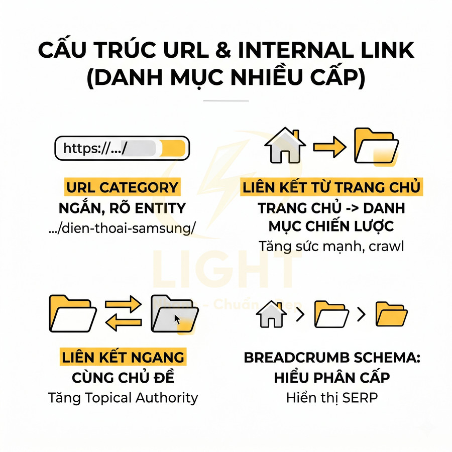 Hướng dẫn cấu trúc URL và internal link cho website nhiều cấp danh mục tối ưu SEO