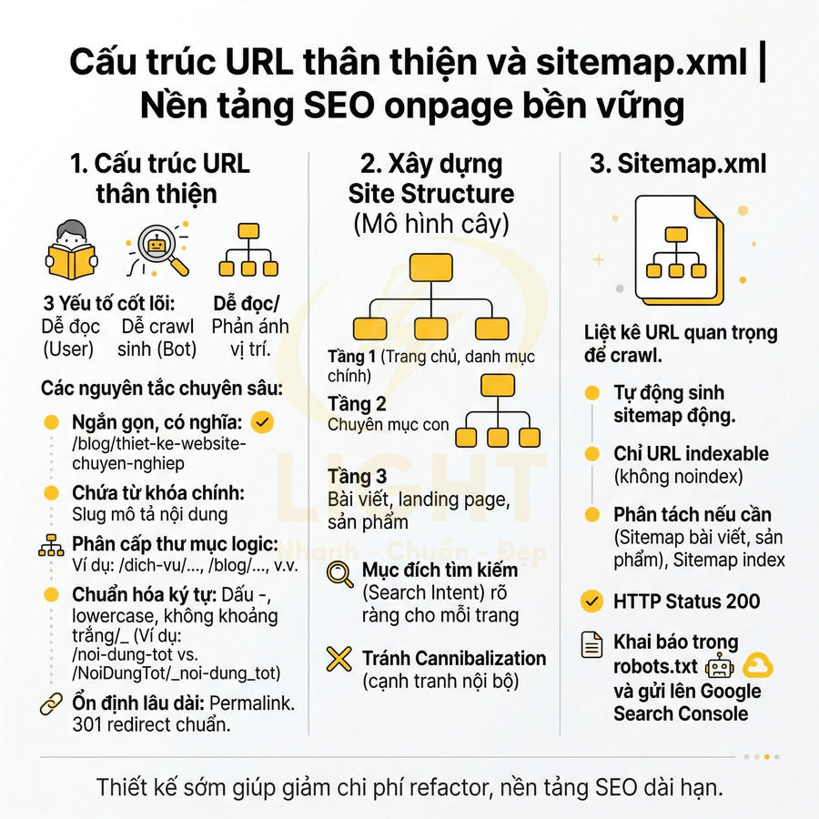 Hướng dẫn cấu trúc URL thân thiện và sitemap.xml để xây dựng nền tảng SEO onpage bền vững