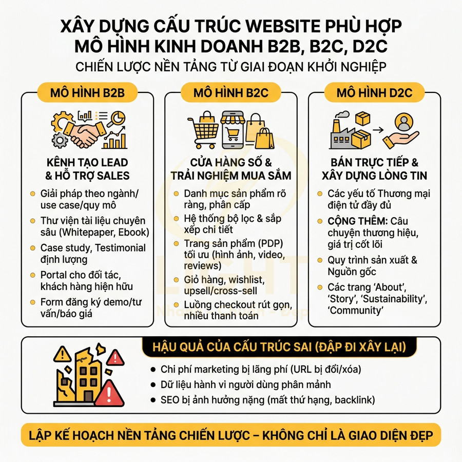 Hướng dẫn xây dựng cấu trúc website chuẩn SEO cho mô hình kinh doanh B2B B2C D2C bằng tiếng Việt