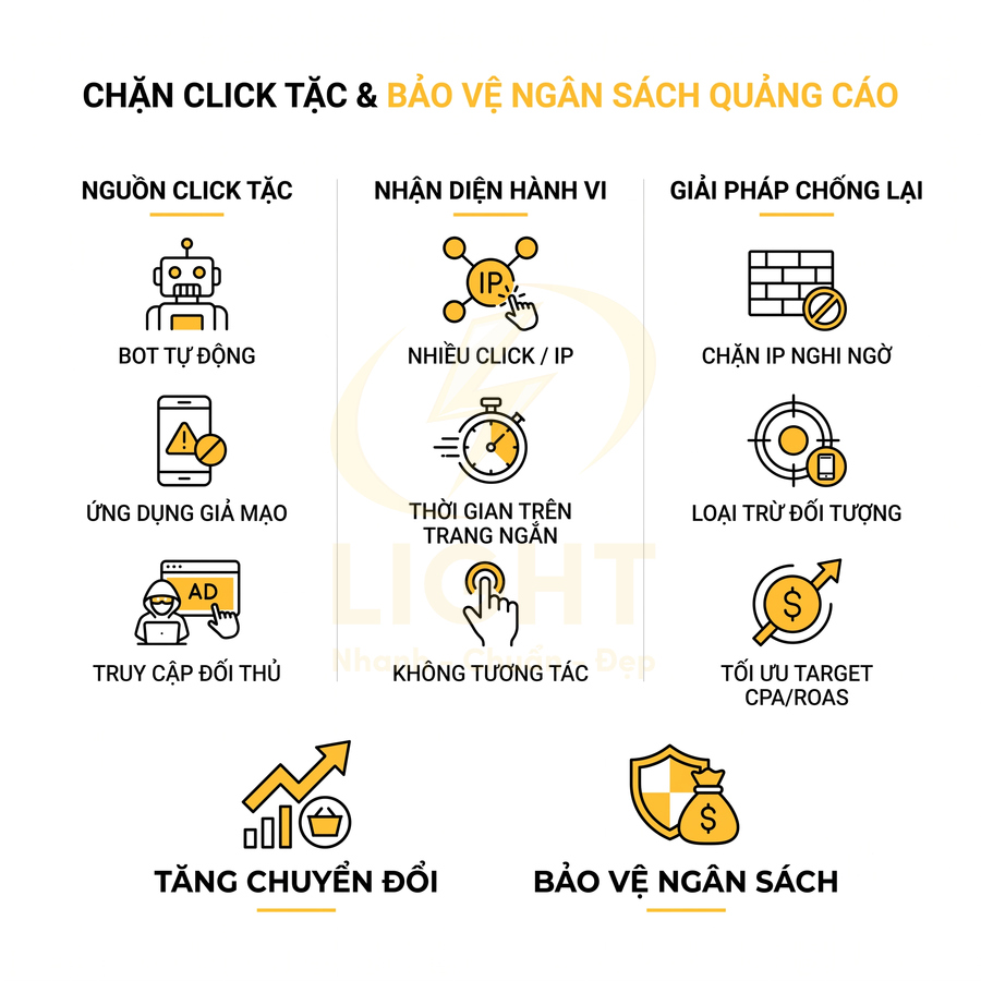 Giải pháp chặn click tặc bảo vệ ngân sách quảng cáo, tăng chuyển đổi và tối ưu target CPA ROAS