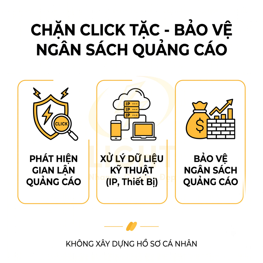 Giải pháp chặn click tặc bảo vệ ngân sách quảng cáo với phát hiện gian lận và xử lý dữ liệu kỹ thuật IP thiết bị