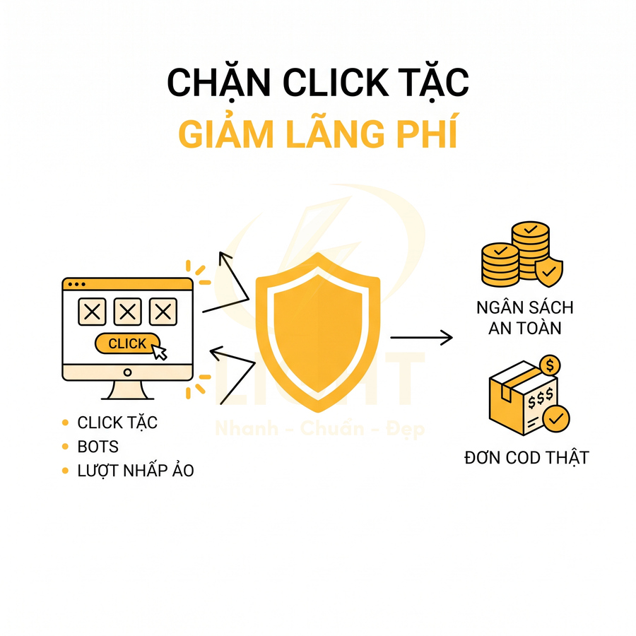 Giải pháp chặn click tặc và bot bảo vệ ngân sách quảng cáo, tăng đơn COD thật cho nhà quảng cáo