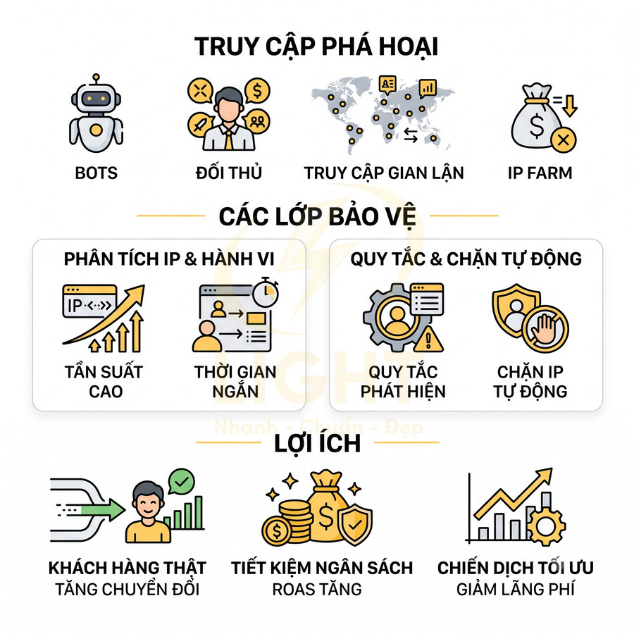 Giải pháp bảo vệ quảng cáo khỏi truy cập phá hoại bằng phân tích IP, chặn bot và tối ưu ngân sách marketing