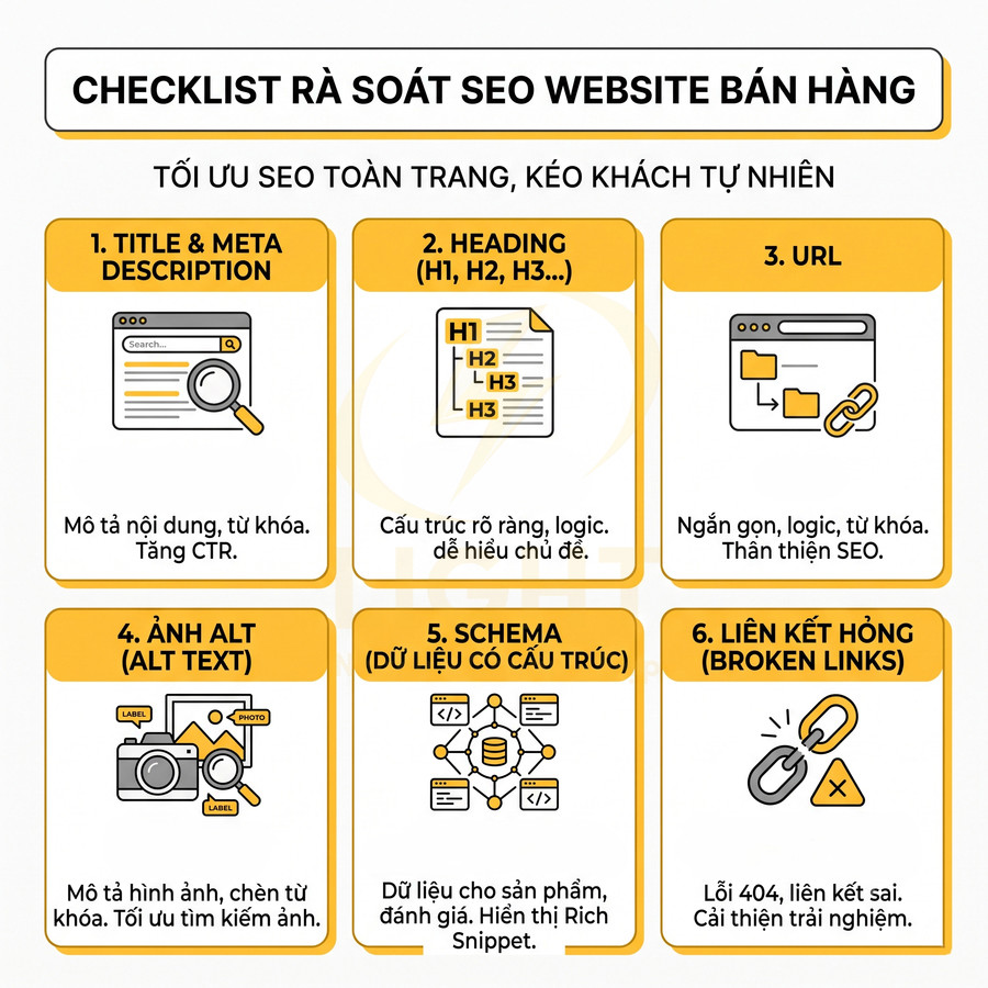 Checklist rà soát SEO website bán hàng với 6 bước tối ưu onpage và cải thiện trải nghiệm người dùng